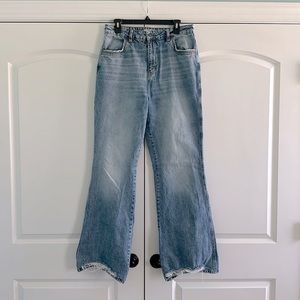 FREE PEOPLE High Rise Ripped Hem Jeans